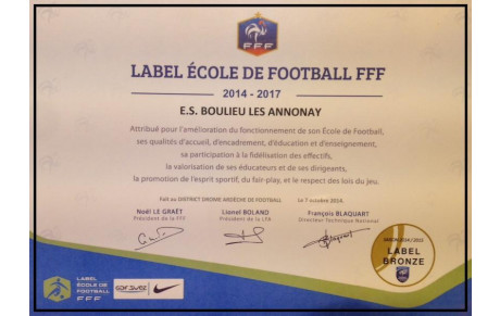 Remise Label Qualité Ecole de foot...