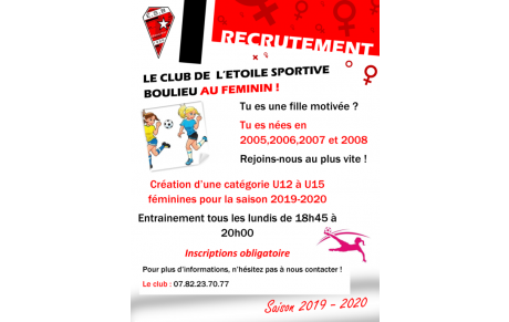 Création d'une équipe U12 à U15 Filles à 8. 🙋‍♀⚽